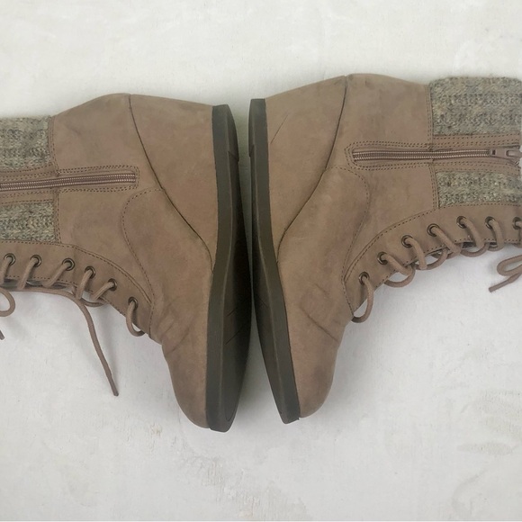 So Wedge Booties Tan Lace Up Zip Up Tweed Sz. 8 - Picture 4 of 11